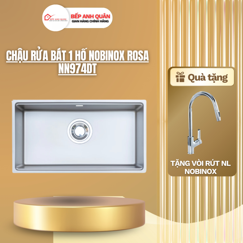 CHẬU RỬA BÁT 1 HỐ NOBINOX ROSA NN974DT