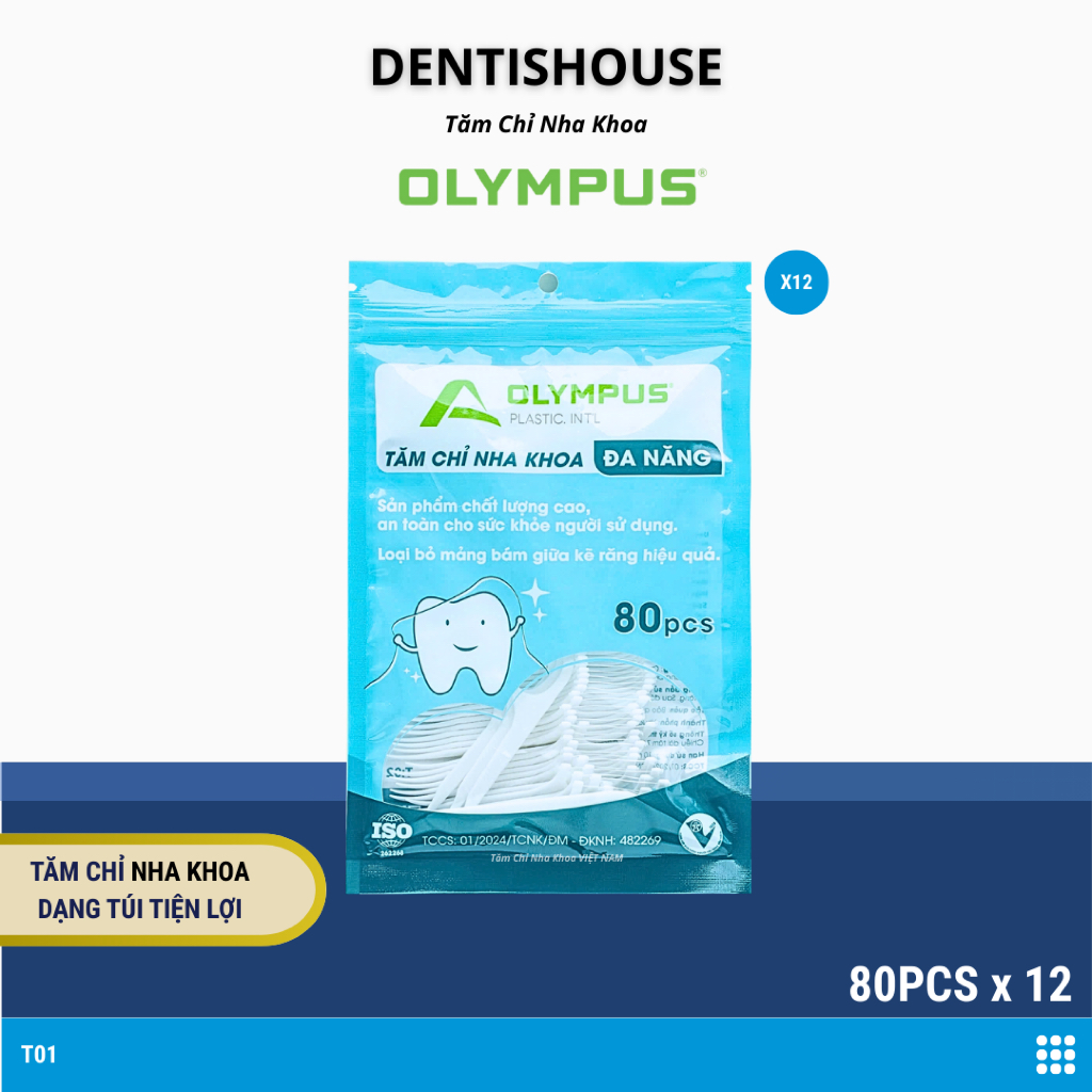 Tăm Chỉ Nha Khoa OLYMPUS Combo 12 Túi (960Pcs)_Tăm Chỉ Nha Khoa Việt Nam Chất Lượng, Đạt Tiêu Chuẩn 