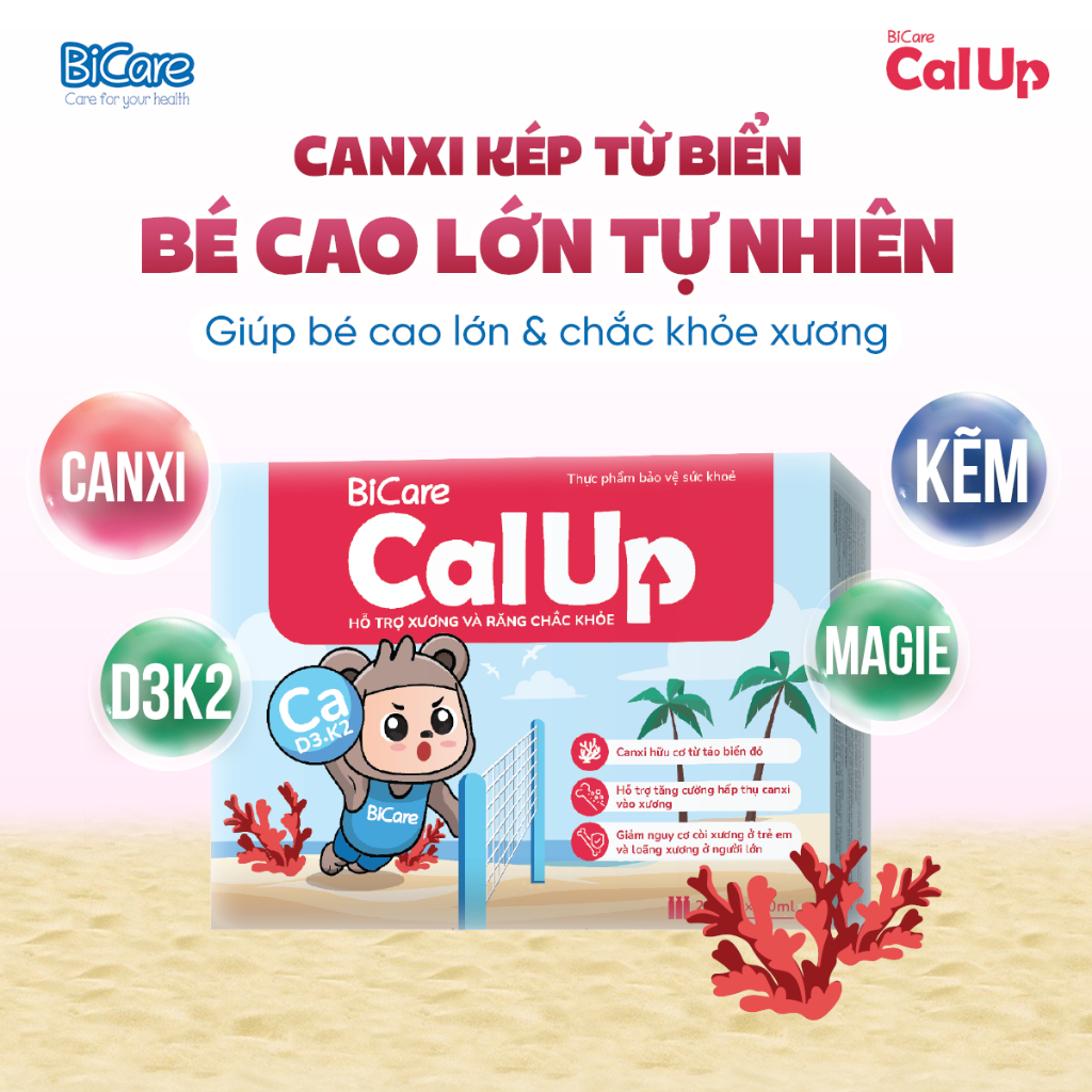 Siro Canxi Hữu Cơ Bicare Calup Cho Bé - Bổ Sung Canxi Tăng Chiều Cao, Xương Răng Chắc Khỏe Hộp 20 Gó