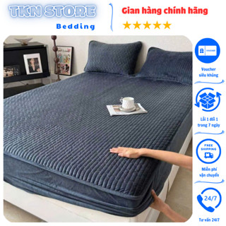  Bộ Ga Gối Nỉ Nhung Trần Bông Bo Chun Cho Mùa Thu Đông Chất Liệu Mềm Mại Dày Dặn - Không Rụng Lông 