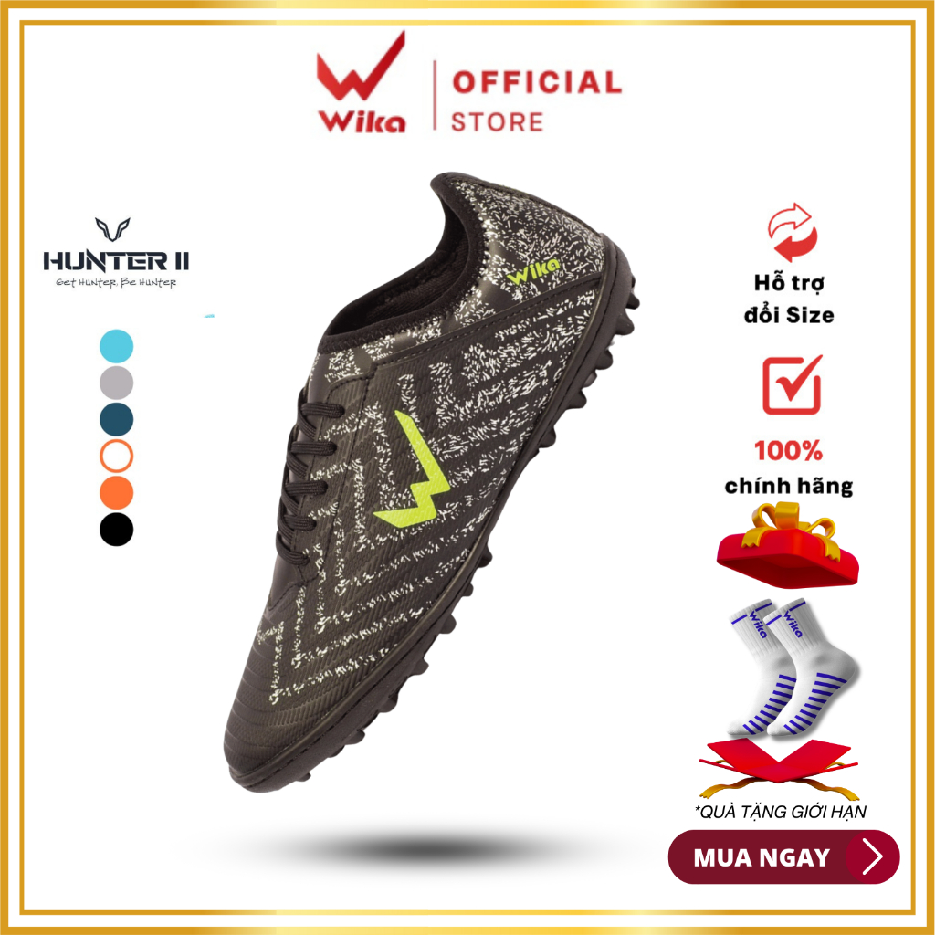 Giày Đá Bóng Wika Hunter II Chính Hãng,Giày Bóng Đá Sân Cỏ Nhân Tạo Đinh TF, Đã Khâu Full Đế, Unisex