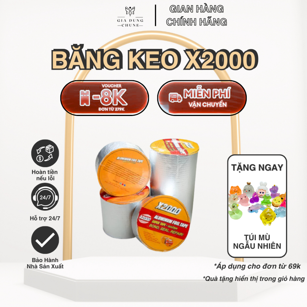 Cuộn Băng Keo Chống Thấm X2000 Siêu Dính Rộng 5cm/10cm/15cm/20cm - Băng Keo Chống Thấm Dột Dán Tường