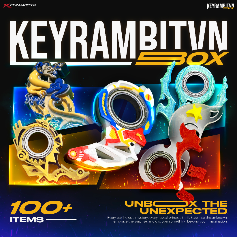 [COMBO K80] Combo 6 Hộp Keyrambitvn - Keyrambitvn - Móc Khoá Xoay Xả Stress