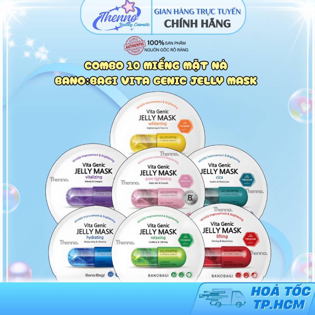Combo 10 Miếng Mặt Nạ Bano:Bagi Vita Genic Jelly Mask Dưỡng Da Chuyên Sâu Dành Cho Mọi Loại Da 30mx1