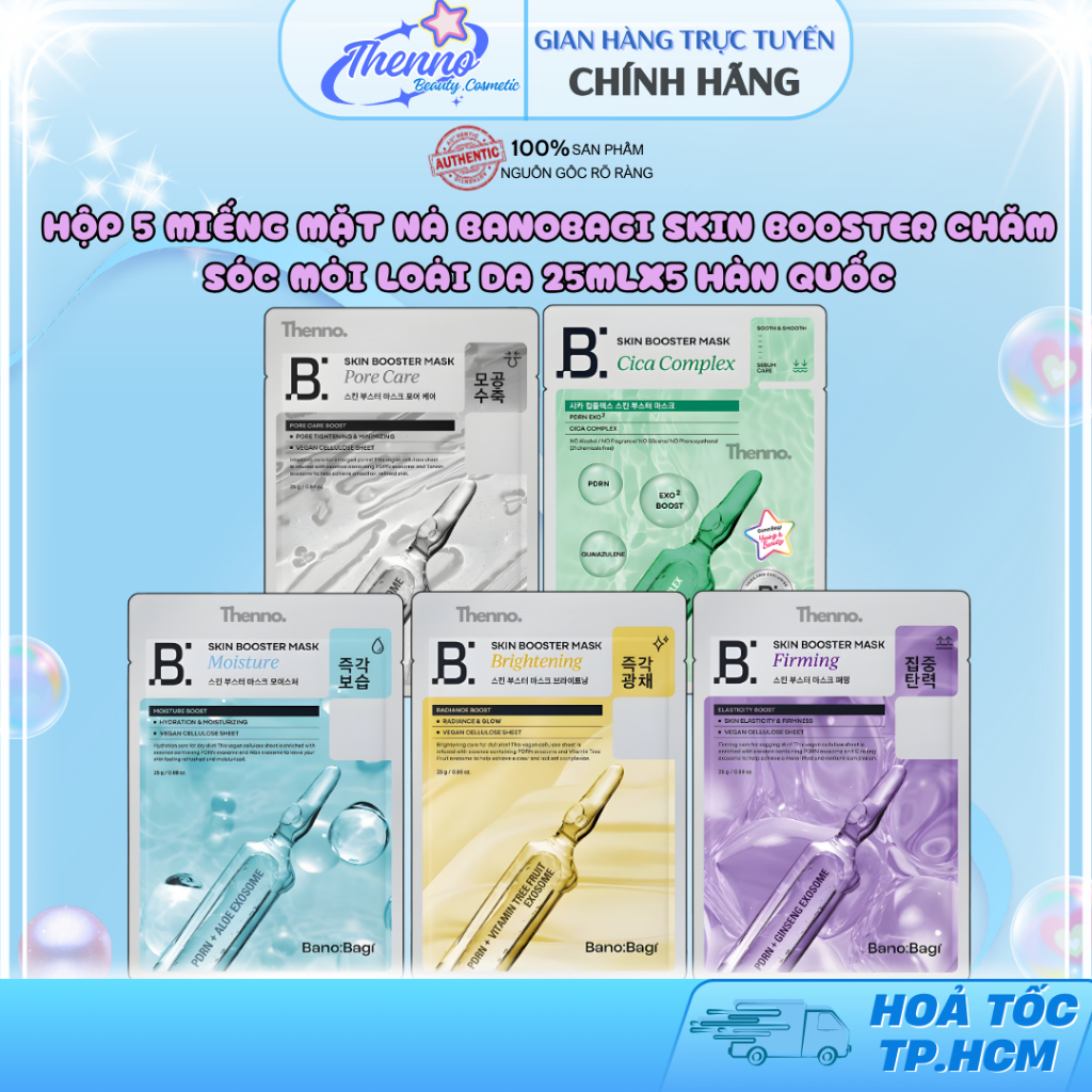 Hộp 5 Miếng Mặt Nạ Bano:Bagi Skin Booster Chăm Sóc Mọi Loại Da 25mlx5 Hàn Quốc