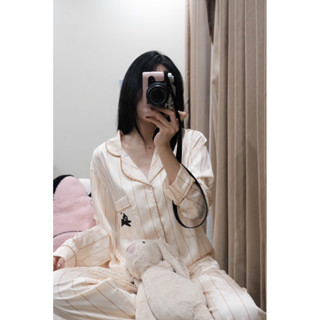  CINK SLEEPWEAR Mã A6 Pijjama họa tiết kẻ sọc Đồ ngủ lụa nhẹ mát 