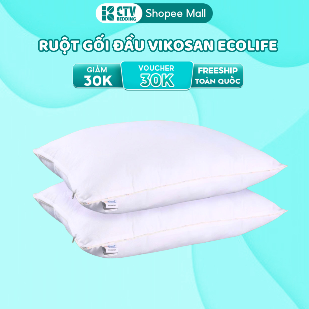 [Chính Hãng Vikosan] Ruột Gối Đầu VIKOSAN Kháng Khuẩn Chống Xẹp Lún Kích Thước Tiêu Chuẩn