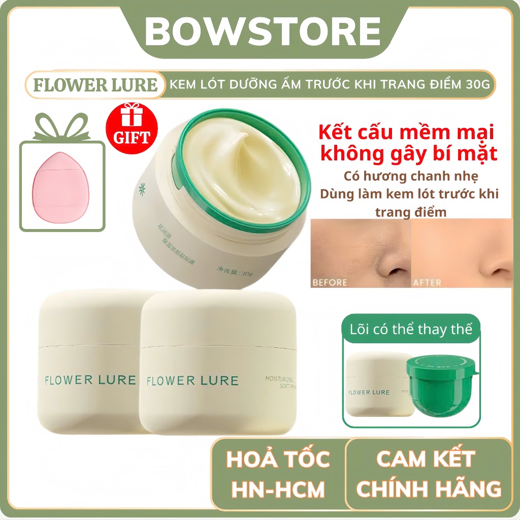 [FLOWER LURE] Kem Lót Trang Điểm FLOWER LURE Dưỡng Ẩm Che Phủ Lỗ Chân Lông Giữ Nền Lâu Trôi BOWSTORE