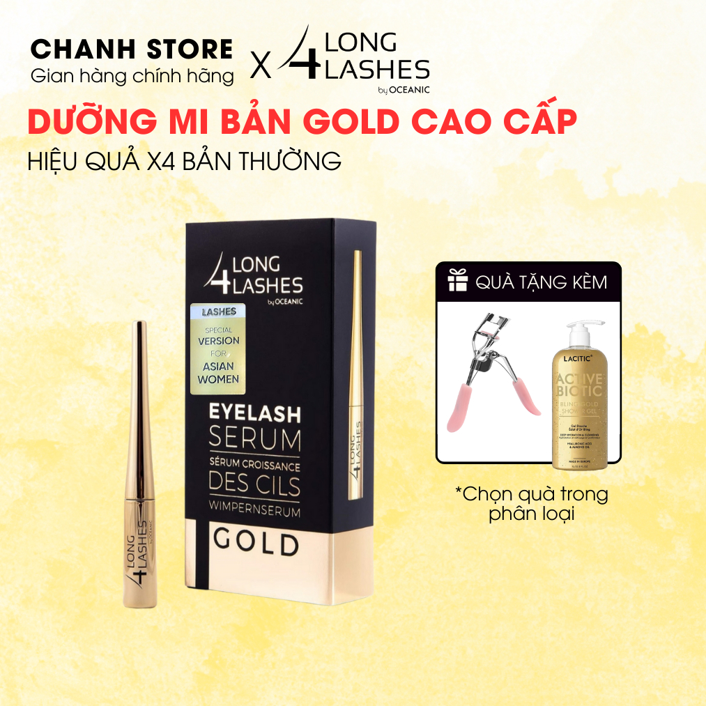 [CHÍNH HÃNG] Serum dưỡng dày, dài, rậm mi Long4Lashes Bản Gold 4ml - An toàn, hiệu quả chỉ từ 7 ngày
