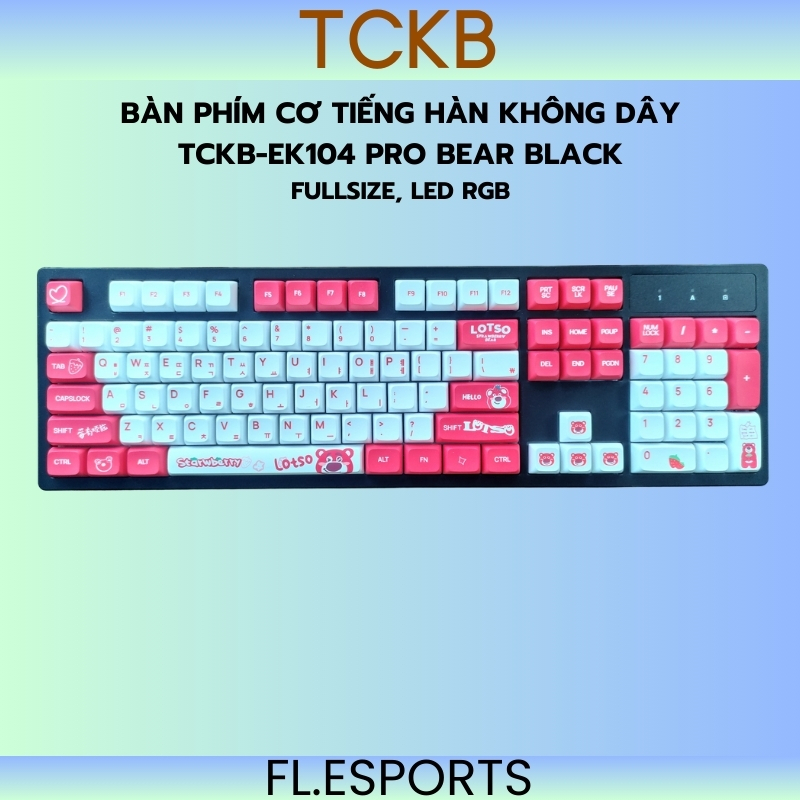 Bàn phím cơ tiếng Hàn không dây TCKB-EK104 Pro Bear Black