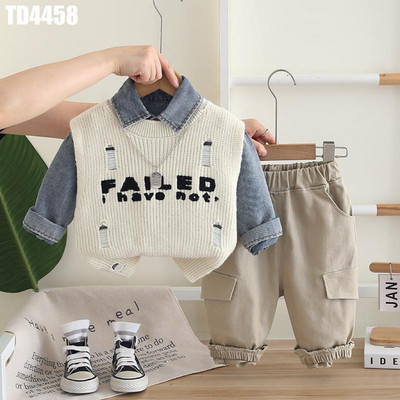 Set Thu Đông Áo Sơ Mi Denim Gile Len Chữ Quần Kaki Bé Trai 1-5 Tuổi MINTSCLOSET Quảng Châu - TD4458