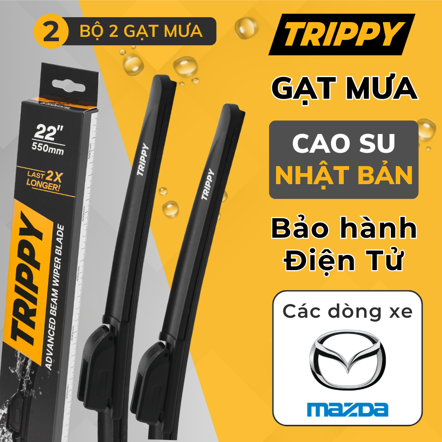 Bộ gạt mưa các dòng xe MAZDA - Lưỡi gạt Nhật Bản nhập khẩu - Bảo hành điện tử - Thương hiệu TRIPPY chính hãng