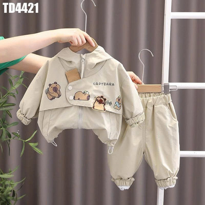 Set Áo Khoác Gió Họa Tiết Capybara Quần Jogger Cho Bé Trai 1-5 Tuổi MINTSCLOSET Quảng Châu - TD4421