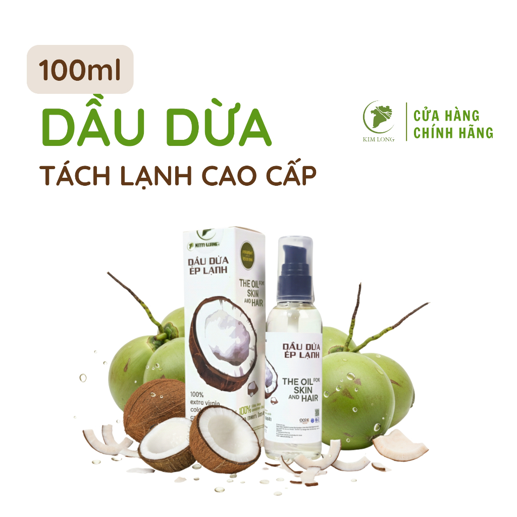 100 ml - Dầu Dừa tách lạnh cao cấp, dầu dừa nguyên chất 100% - Dầu dừa Kim Long