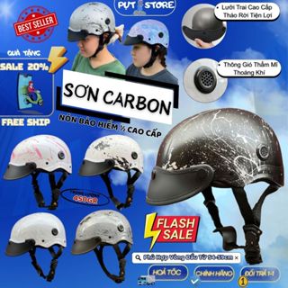  Mũ Nón Bảo Hiểm Nửa Đầu Dành Cho Nam Và Nữ 1 2 Sơn Hoạ Tiết NANO Carbon Nhiều Màu Gắn Kính Không Ngã Màu Cao Cấp Helmet 