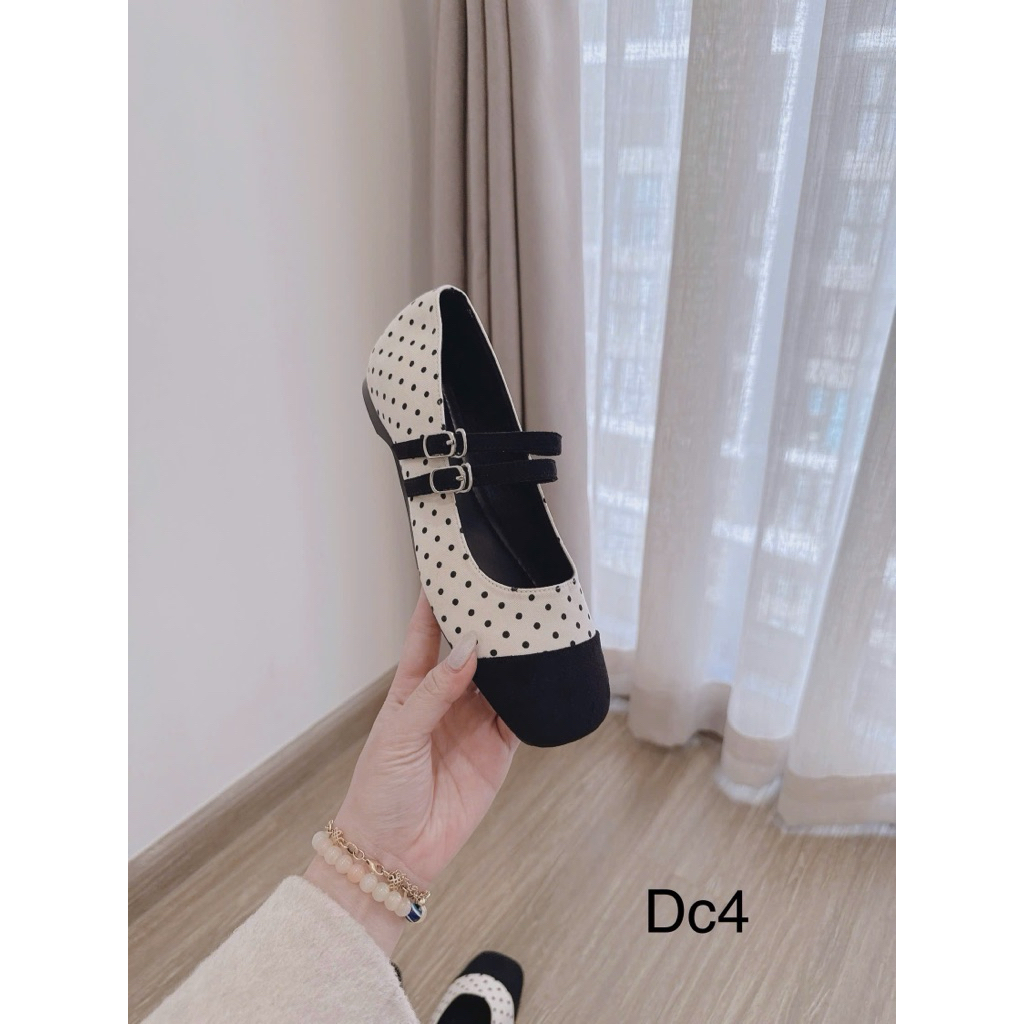 Giày búp bê 2 quai chấm bi độn đế Dc4