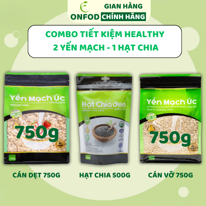 Combo 2 yến mạch 1 hạt chia giảm cân ONFOD ăn liền ăn kiêng eat clean ăn dặm cho bé mẹ bầu healthy
