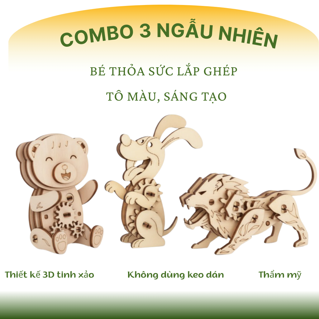 Đồ Chơi Stem Lắp Ráp Lắp Ghép Gỗ 3D Mô Hình Con Vật – Phát Triển Tư Duy & Sáng Tạo Cho Trẻ Em