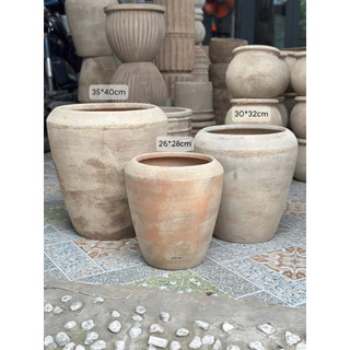 Chậu Ống Cụp 3 Size - Chậu Đất Nung Giả Cổ Terracotta - Cánh Cam Garden - Decor Sân Vườn