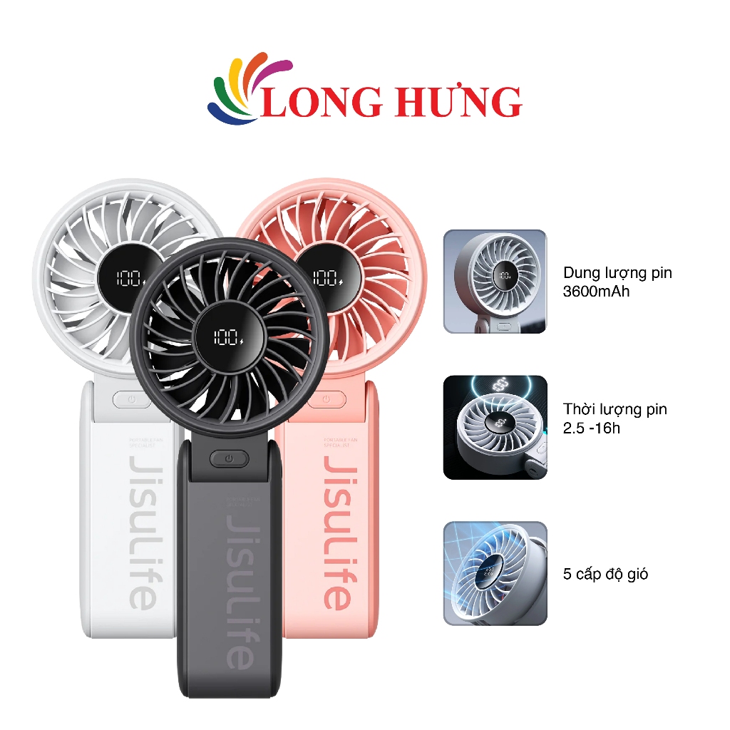 Quạt mini cầm tay Jisulife 3 in 1 3600mAh Handheld Fan Life7 - Hàng chính hãng