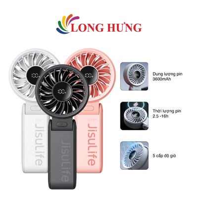 Quạt mini tích điện cầm tay Jisulife 3 in 1 Handheld Fan Life7 3600mAh - Hàng chính hãng