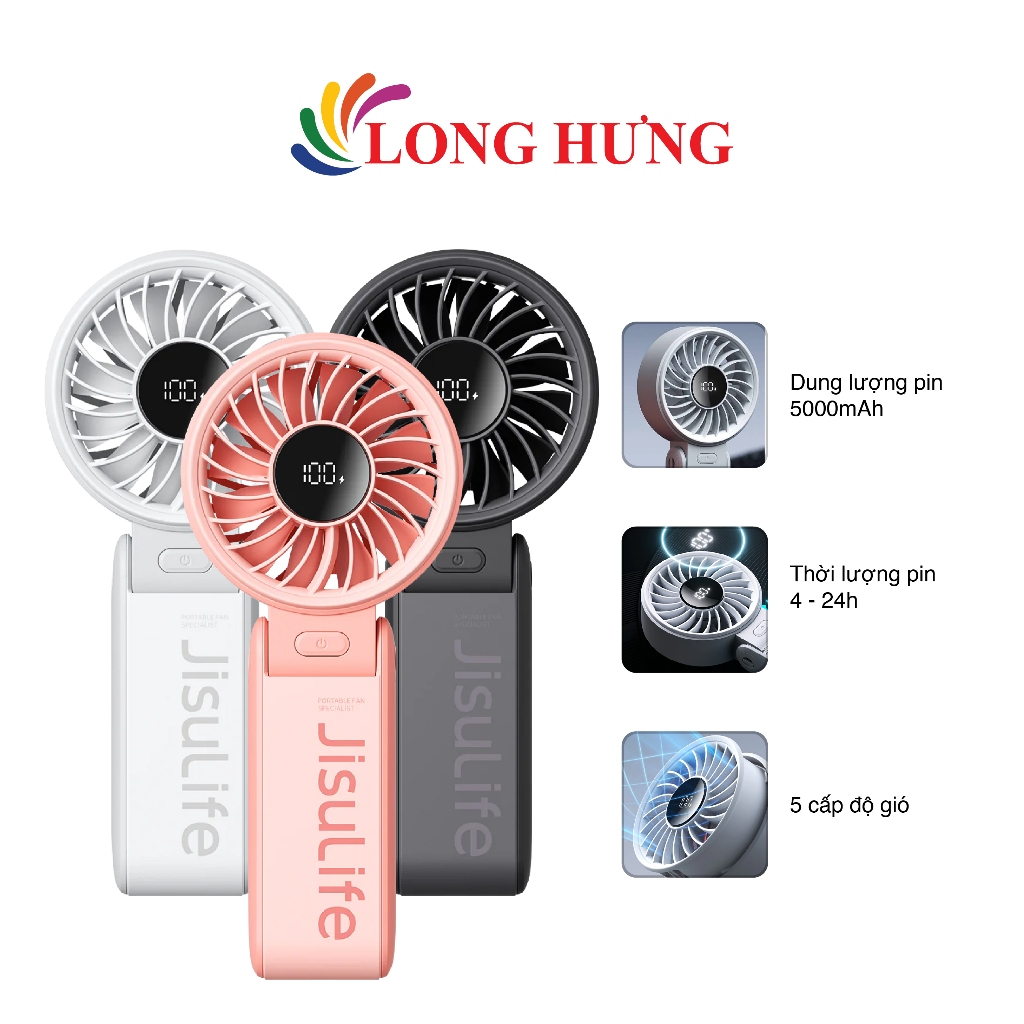 Quạt mini cầm tay Jisulife 3 in 1 5000mAh Handheld Fan Life7 - Hàng chính hãng