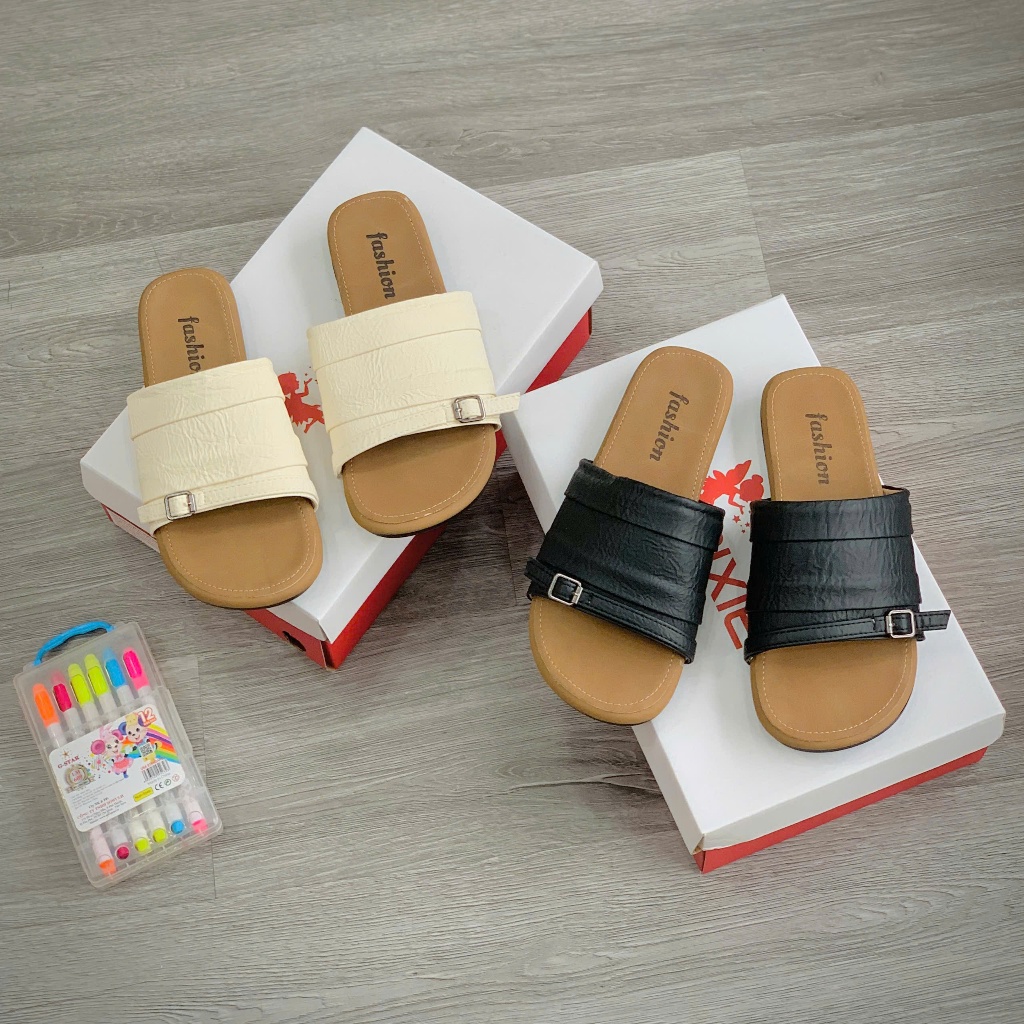 Dép Đế Bẹt Quai Ngang Đan D178 QCCC FULLBOX