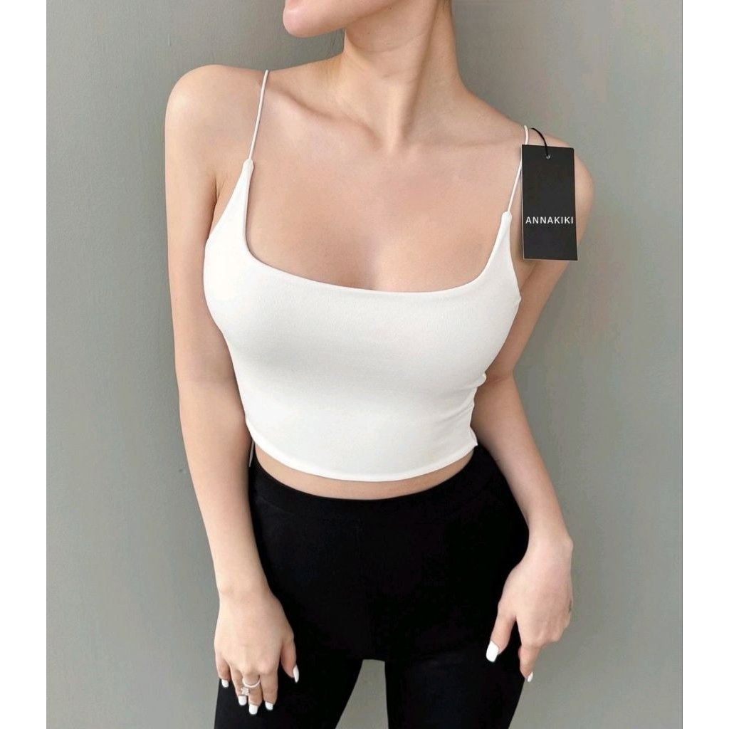 Áo 2 dây sợi bún croptop hai lớp ANNAKIKI ôm sát -030