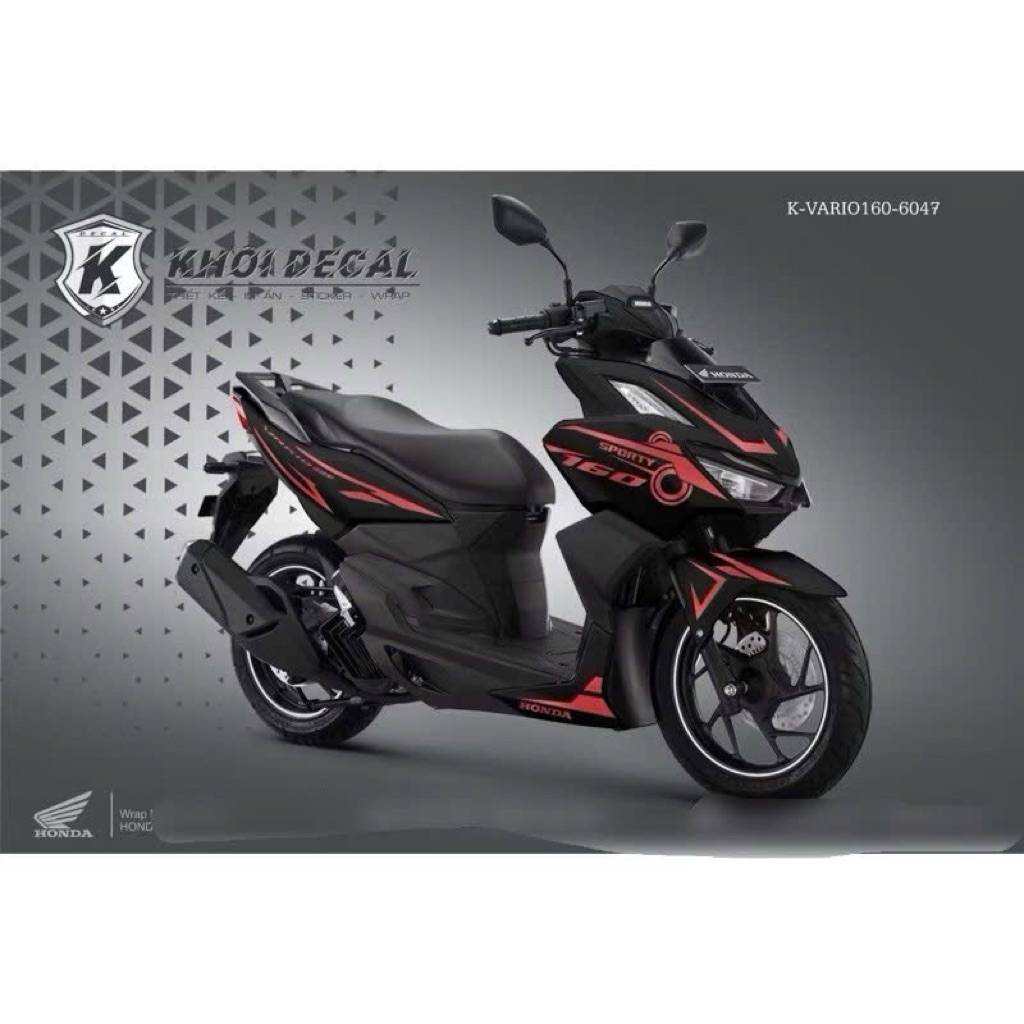 Tem Vario 160 đen đỏ