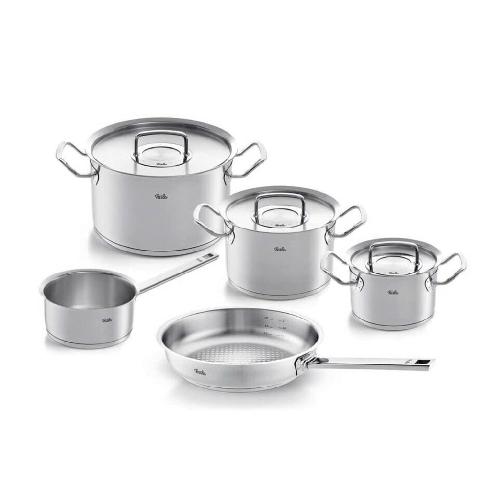 🇩🇪 Bộ Nồi Fissler profi set 4 vung thép siêu cao cấp kèm quánh và chảo inox  24cm - made in Germany