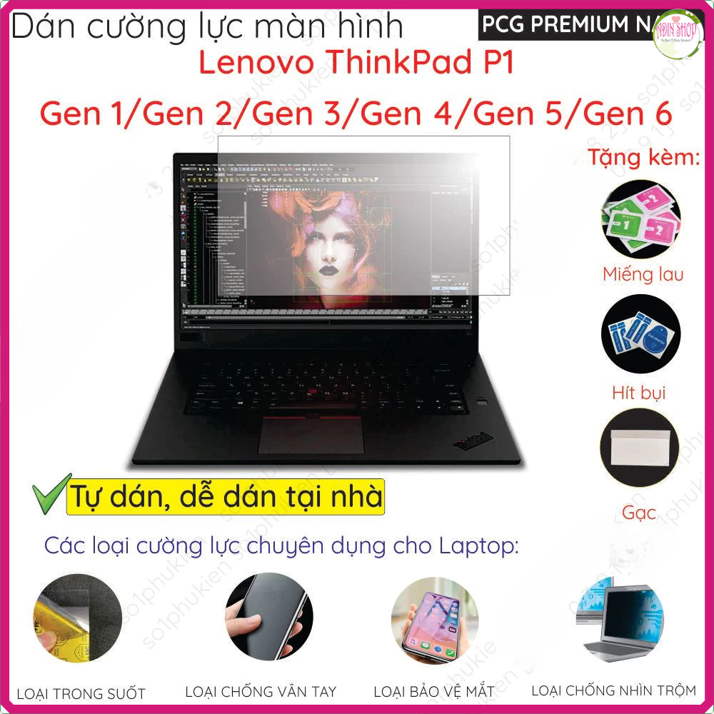 Dán màn hình cường lực dành cho Lenovo ThinkPad P1 P15 Gen 1 2 3 4 5 6 nano dẻo trong siêu mỏng, nhá