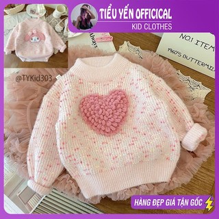  Quần áo trẻ em Áo len bé gái len lông mềm màu hồng muối tiêu họa tiết xinh cho bé 9-35kg A303 | Tiểu Yến KID 