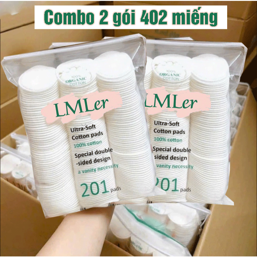 (Combo 2 gói) Bông Tẩy Trang LMer 201 miếng 100% Cotton mềm mịn P0642