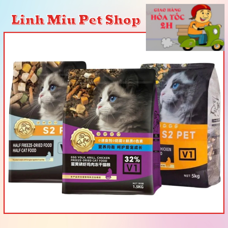 Hạt thức ăn S2PET cho mèo V1, V2, V3 siêu topping