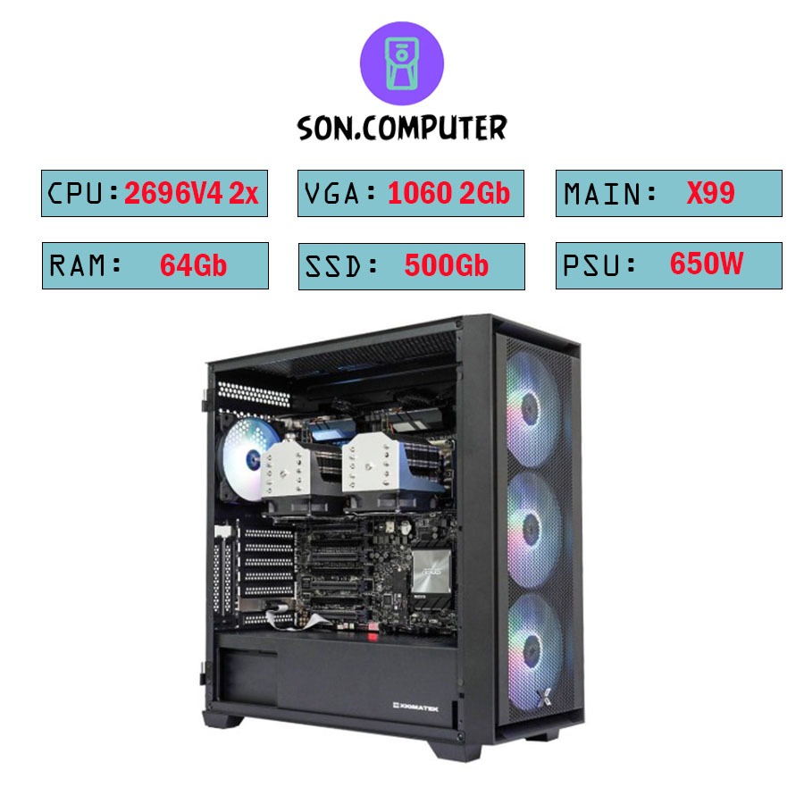 DUAL XEON E5 2696V4 2X CHẠY GIẢ LẬP 50 TAB