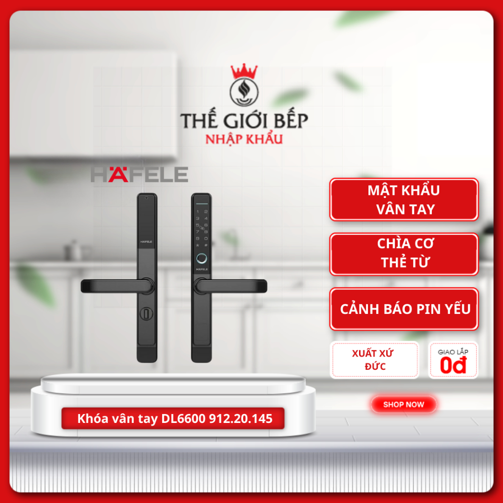 Khóa vân tay Hafele DL6600 912.20.145 - Khóa cửa vân tay cao cấp, Sang trọng