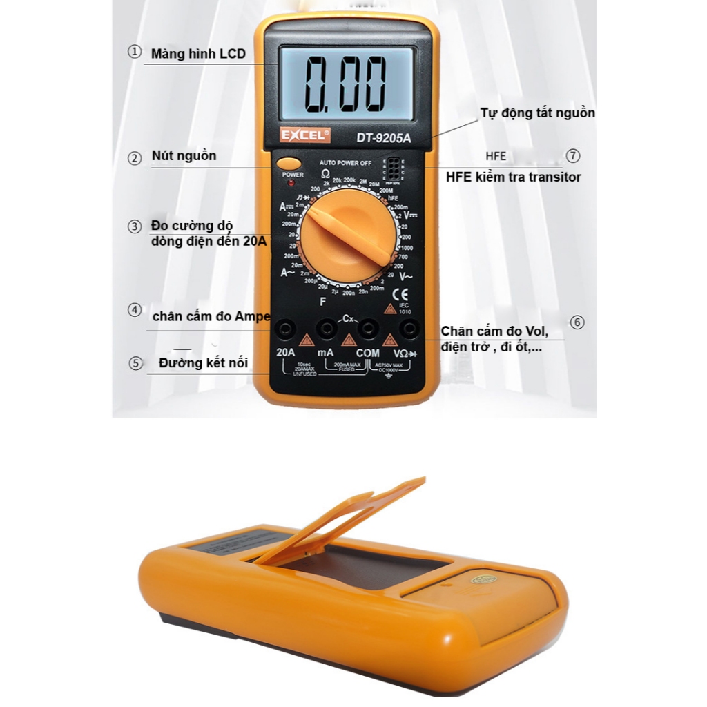 Đồng hồ đo vạn năng điện - điện tử Excel DT9205A (     ) Sửa chữa điện tử