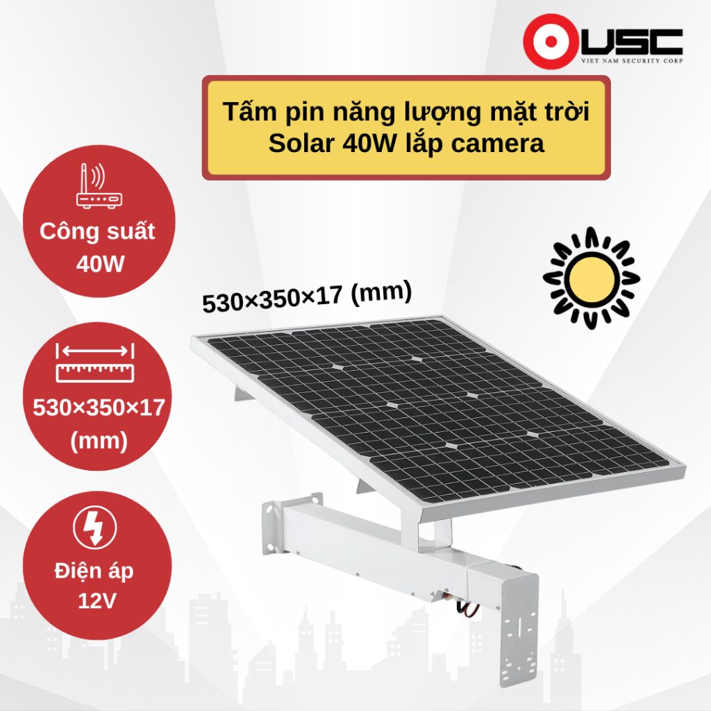 Tấm pin NLMT chuyên dụng lắp camera ngoài trời 3 loại: 40W 14AH 12V - 50W 20AH 12V - 80W 40AH 12V