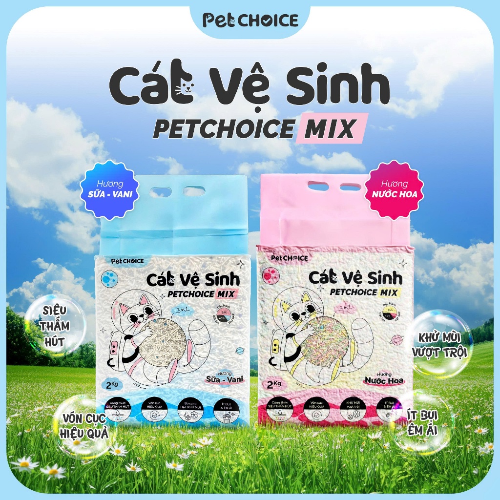 Cát Mèo Đậu Nành Mix Đất Sét PetChoice 2KG, Cát Vệ Sinh Cho Mèo