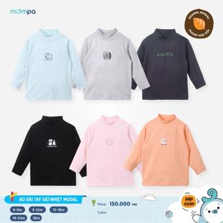  Áo giữ nhiệt cho bé Mompa dài tay 6 tháng - 3 tuổi vải Modal thấm hút cổ 3 phân DQ 0289 