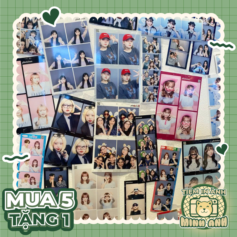 [In Từ 5 Khung ]  Ảnh Photostrip 5x15cm, 10x15 In theo yêu cầu,In ảnh photobooth
