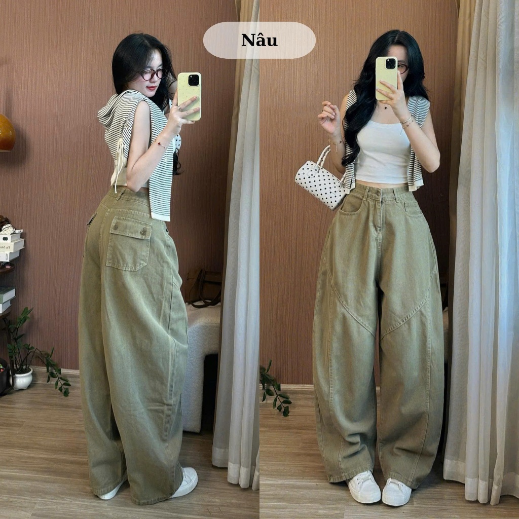 Quần jeans nữ ống suông ống rộng 247store lưng cao tôn dáng màu xanh retro đi học đi làm đi chơi Back to School | BigBuy360 - bigbuy360.vn