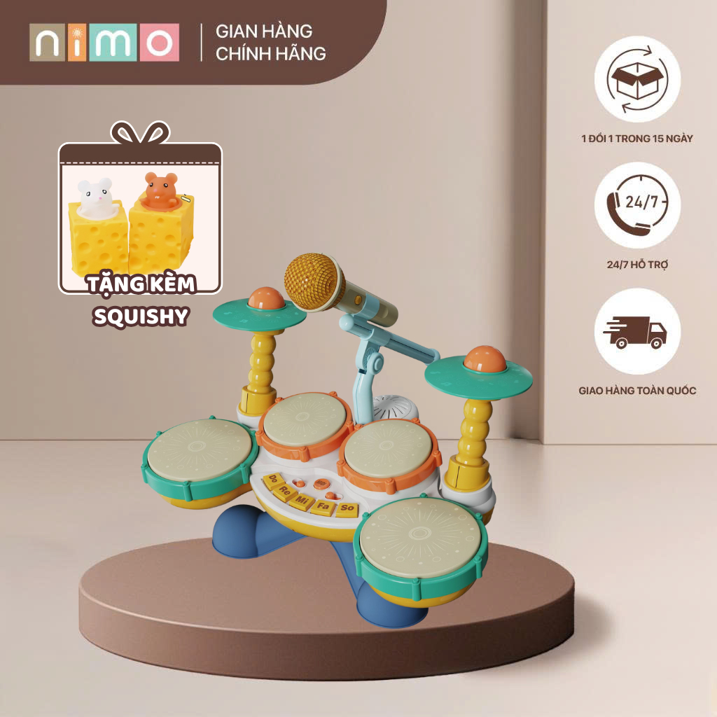 Đồ Chơi Âm Nhạc Bộ Trống Điện Tử Cho Bé CY-8002B Đa Năng Có Phím Mic Điều Chỉnh Âm Lượng - Nimo