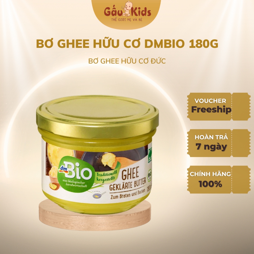 Bơ Ghee Hữu Cơ DmBio 180g – Clarified Butter Nhập Khẩu Đức, Nguyên Chất Dành Cho Keto & Ăn Dặm - Gau