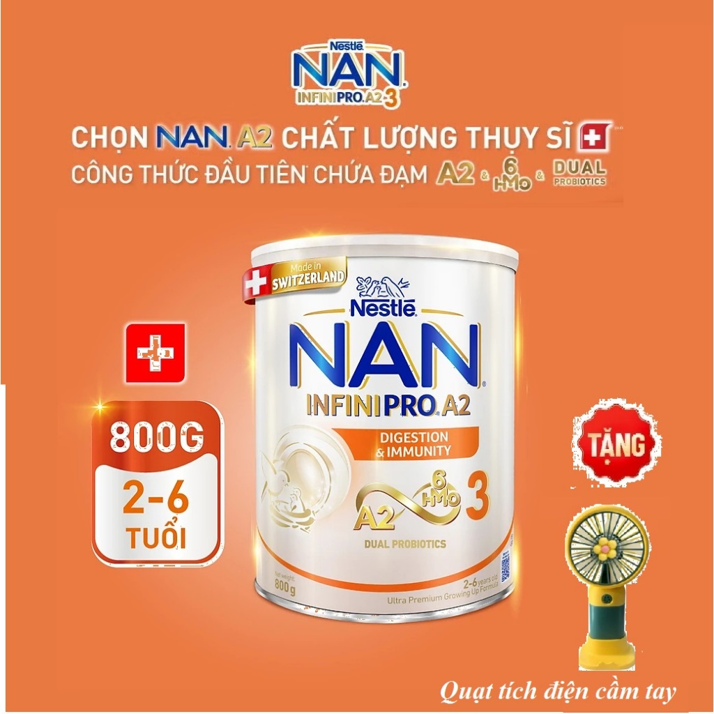 Sữa Nan Infinipro A2 6HMO Số 3 800g 2 - 6 Tuổi (Date t6/2027)