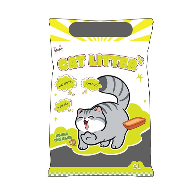 Cát Vệ Sinh Cho Mèo Kleen Cat 9l, Cát Mèo Khử Mùi Diệt Khuẩn Premium Cat Litter - CM01