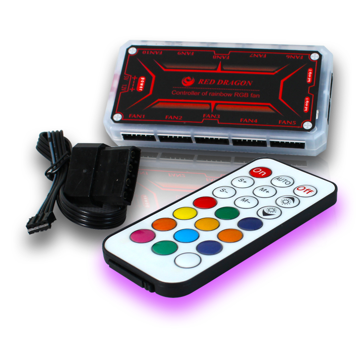 [Siêu rẻ] Bộ HUB LED + Kèm Remote Kết Nối Nguồn và Điều Khiển Fan Led RGB CoolMoon Red Dragon
