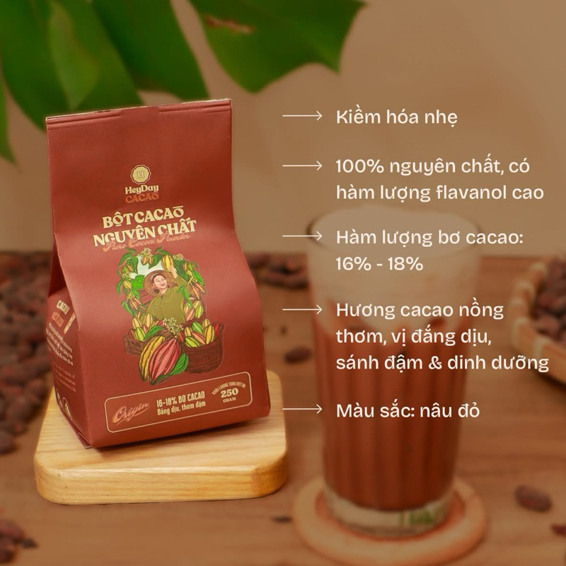 Bột cacao nguyên chất Origin 250g - Heyday Cacao