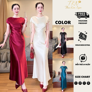  Đầm dự tiệc Lụa May 2 Lớp tay rút cách điệu tôn dáng đi chơi đi tiệc đi chơi ALICE DRESS 