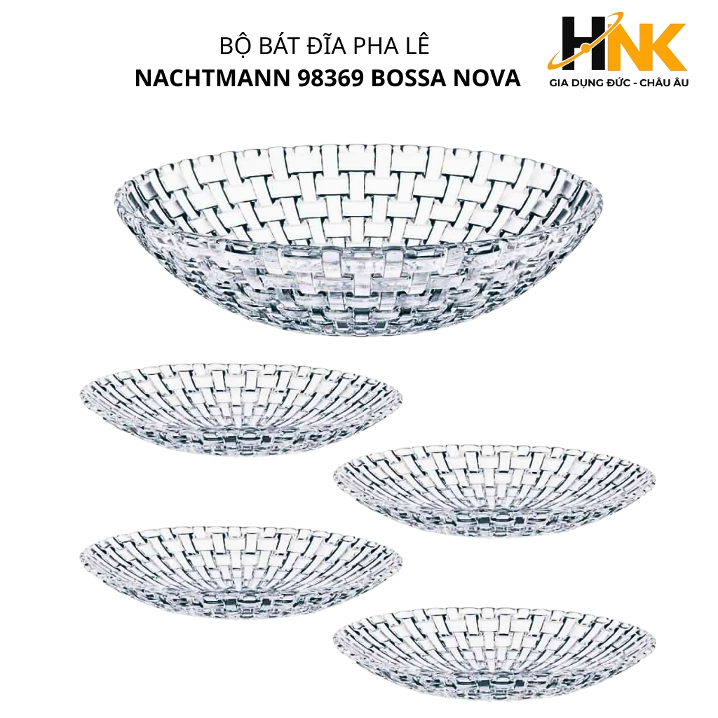 Bộ dĩa pha lê Nachtmann Bossa Nova 98369 5 món – Sang trọng, nhập khẩu chính hãng Đức